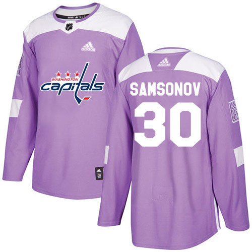 Adidas Washington Capitals 30 Ilya Samsonov Purple Authentic Fights Cancer Stitched Youth NHL Jersey